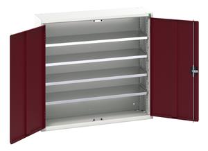 16926500.** Verso storage bin cupboard with 4 shelves, 30 bins. WxDxH: 1050x350x1000mm. RAL 7035/5010 or selected